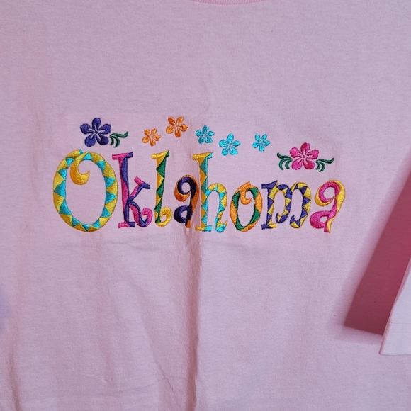 Oklahoma Vintage Embroidered T-shirt on Intex tag Size Mens L - Picture 2 of 5